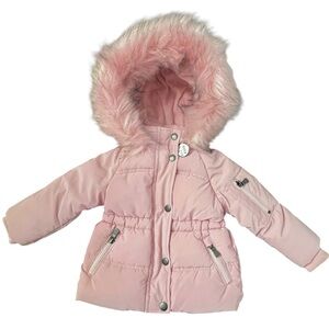 Rothschild Velvet Touch Parka Girls 6-9 Months Pink Faux Fur Hooded Winter Zip